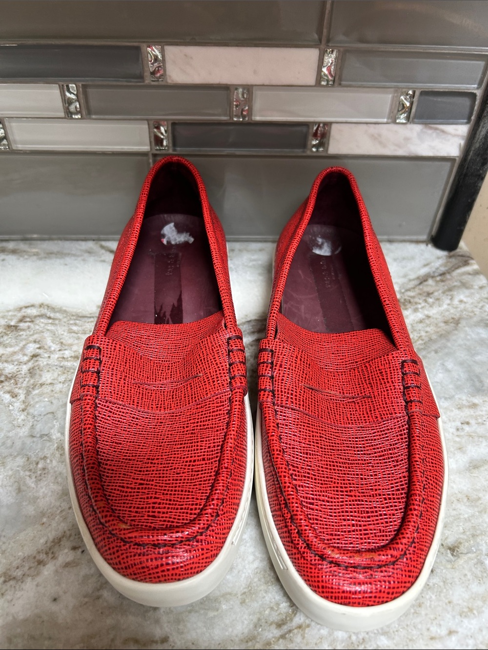 rag & bone Red Leather Colby Penny Loafers Sneakers  Casual Fashion Sz  10 Women